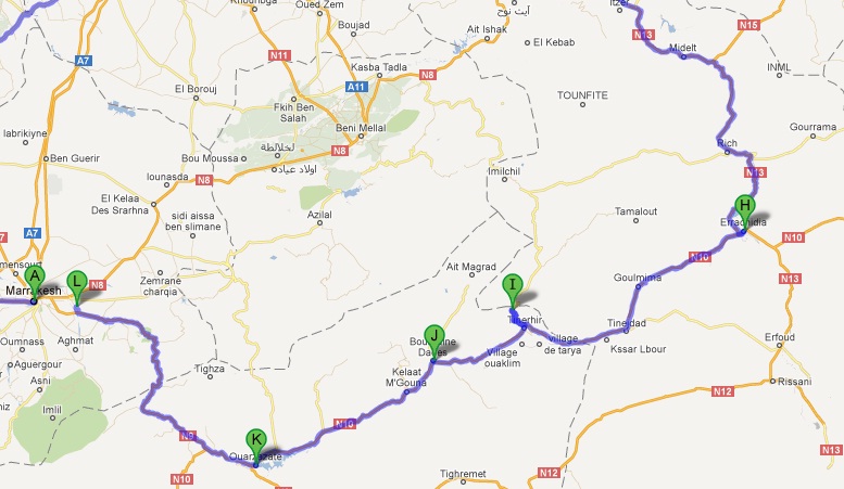 Errachida to Ouazazate in Four nights