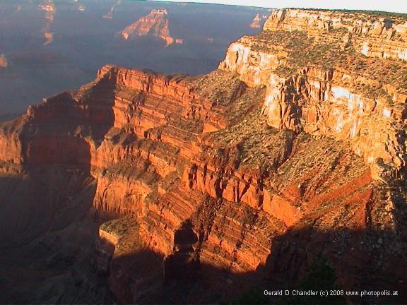 Grand Canyon walk in sunset light see from West Rim walk