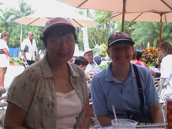 Barbara and Jan, poolside
